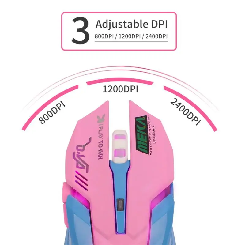 Ratones mecánicos silenciosos con cable para juegos, 6 botones, diseño moderno, elementos de juego Overwatch de DPI ajustables, ratón para jugadores con luz ﻿ - imagen 2
