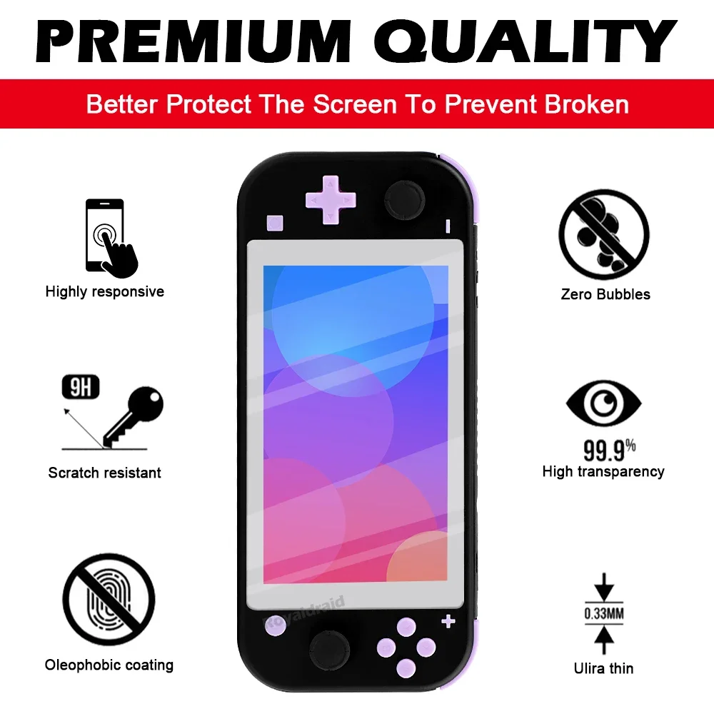 Protector de pantalla colorido para Nintendo Switch Lite Game Consol Premium transparente HD Protector de vidrio templado transparente antiarañazos - imagen 5
