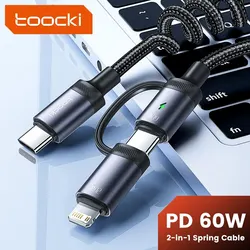 Toocki Cable USB-C 2 en 1 PD 60 W de Carga Rápida
