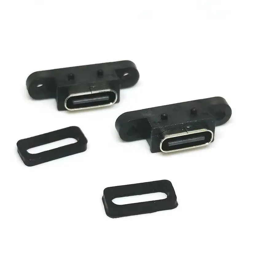 1-10 Uds TYPE-C puerto de enchufe USB C hembra impermeable de 2 pines con orificio para tornillo interfaz de carga rápida conector USB de 180 grados - imagen 2