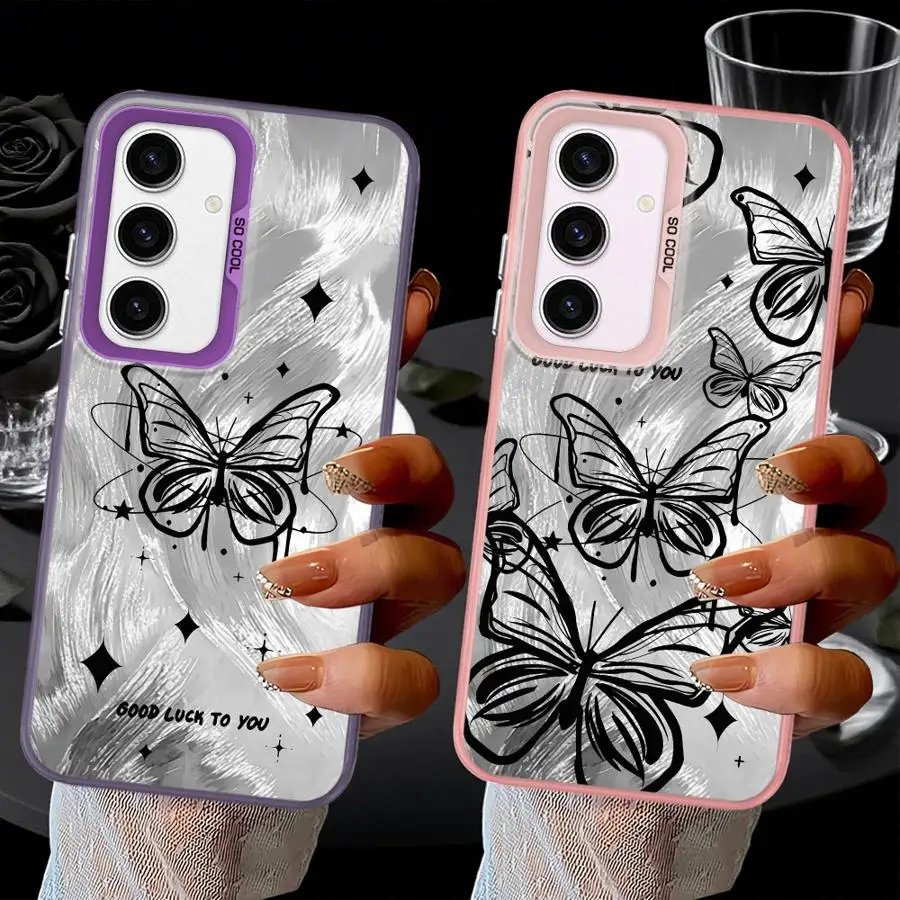 Funda para Samsung Galaxy A33 A34 A22 A52 A73 A36 A32 A23 A25 A26 A53 A24 funda trasera para teléfono arte hermosa mariposa