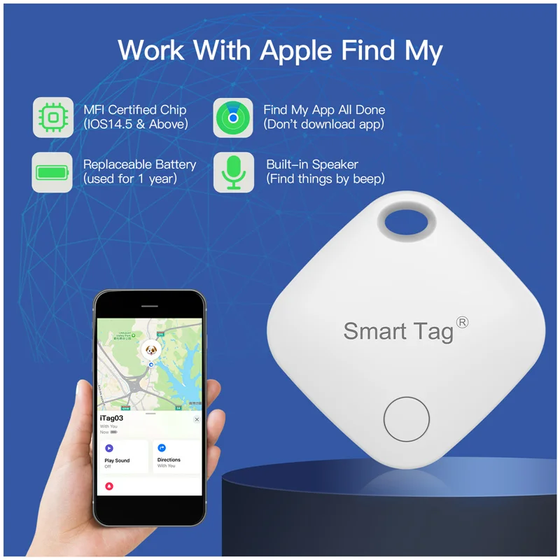 Rastreador de alarma inteligente con Bluetooth, dispositivo antipérdida, compatible con Find My APP, localizador de reemplazo de etiquetas de Iphone, clasificación MFI - imagen 3