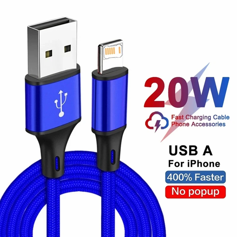 Cable USB de carga rápida para iPhone 11 12 13 mini 14 Pro XS Max XR X 6 6S 7 8 Plus SE Cable trenzado de nailon Cables de datos del cargador USB