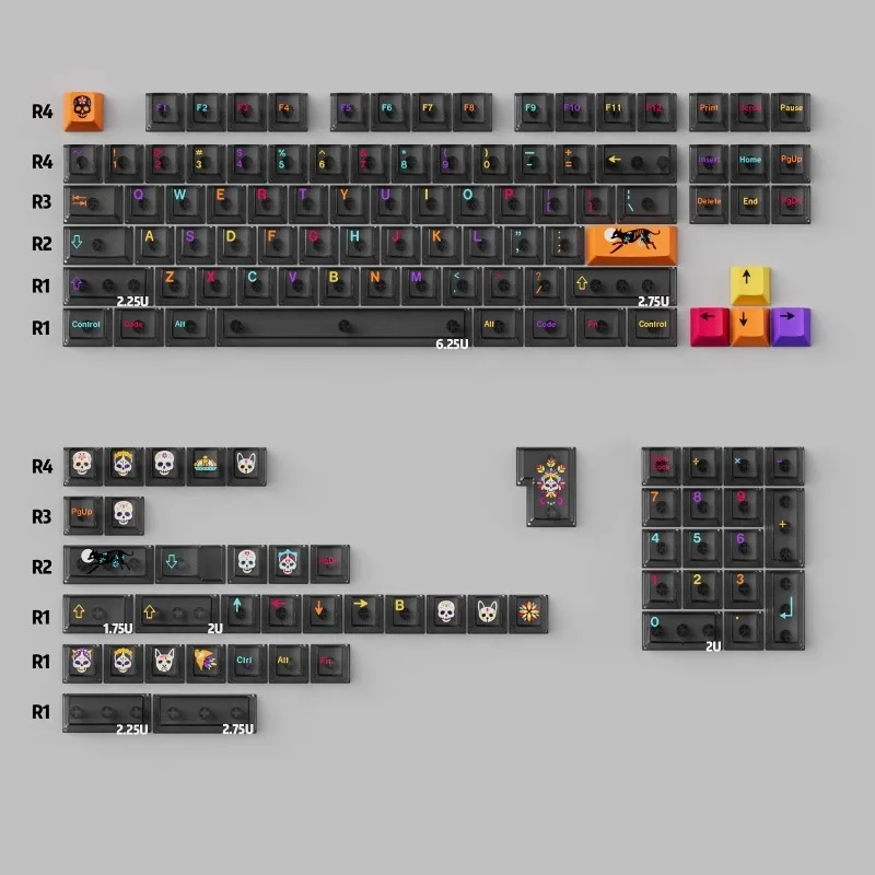 Juego de teclas con tema brumoso, perfil de cereza, PC, 136 teclas, teclas originales personalizadas hechas a mano para accesorios de teclado mecánico