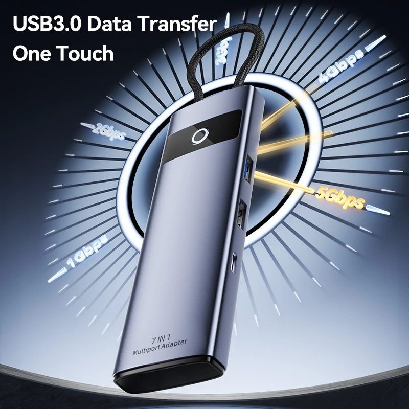 USB C 7-en-1 4K HD pantalla de un solo toque tipo C Hub a PD 100W adaptador para tarjeta SD TF HDMI Macbook Pro USB 3,0 accesorios para ordenador portátil - imagen 5