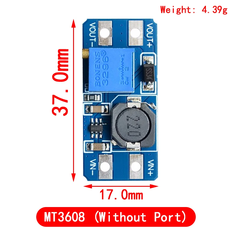 5 uds MT3608 DC-DC convertidor elevador módulo de fuente de alimentación Boost placa elevadora salida máxima 28V 2A - imagen 3
