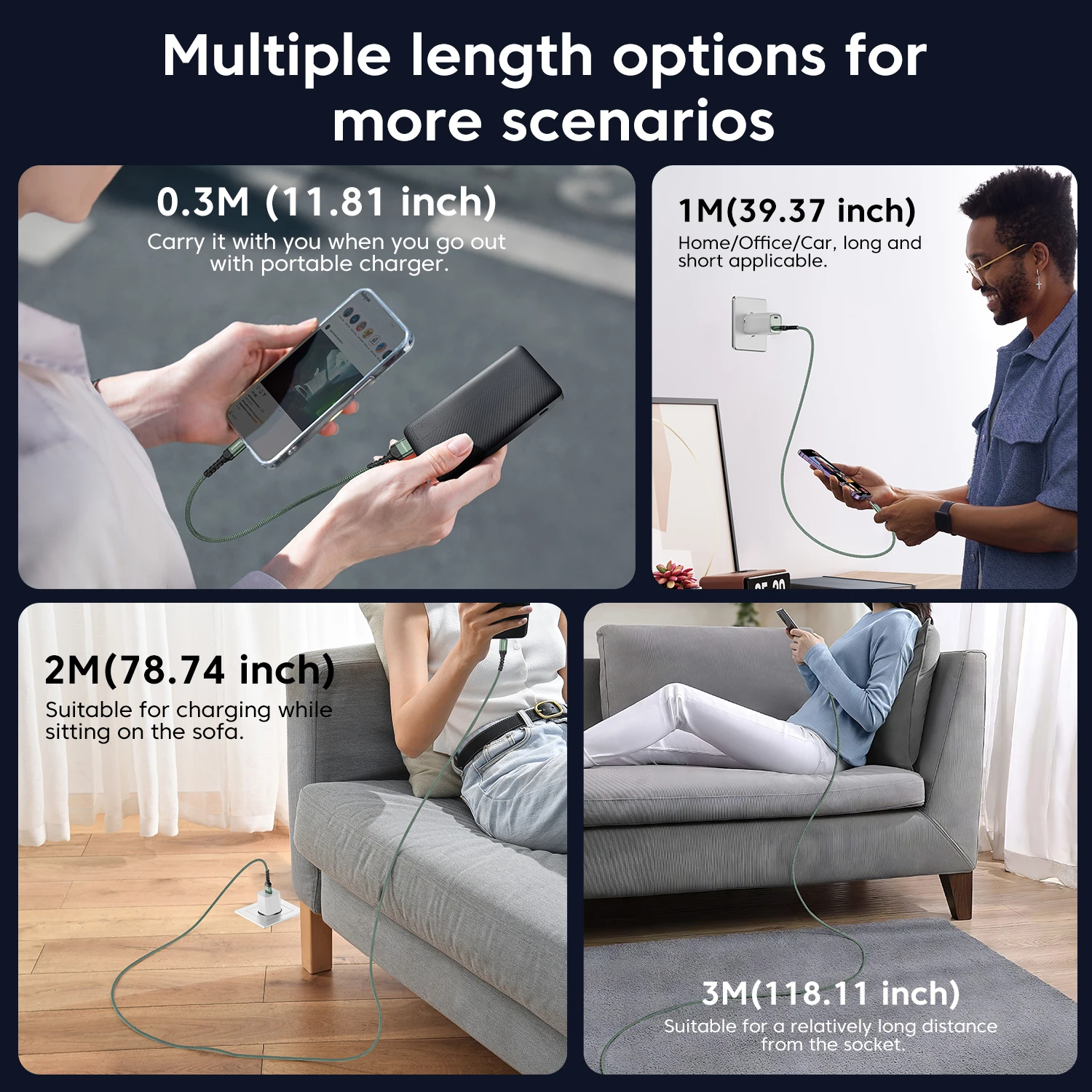 Cable HEEMAX 3.1A USB C tipo C Cable de carga rápida para iPhone 1516 para Samsung S24 S23 S22 S10 para Xiaomi OPPO Huawei Honor - imagen 5