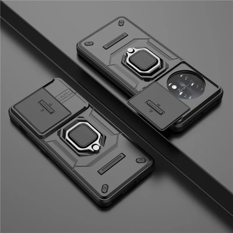 Funda para Oneplus 11, 12, 12R, 11R, Ace 2, Protector deslizante para cámara, soporte para anillo de parachoques