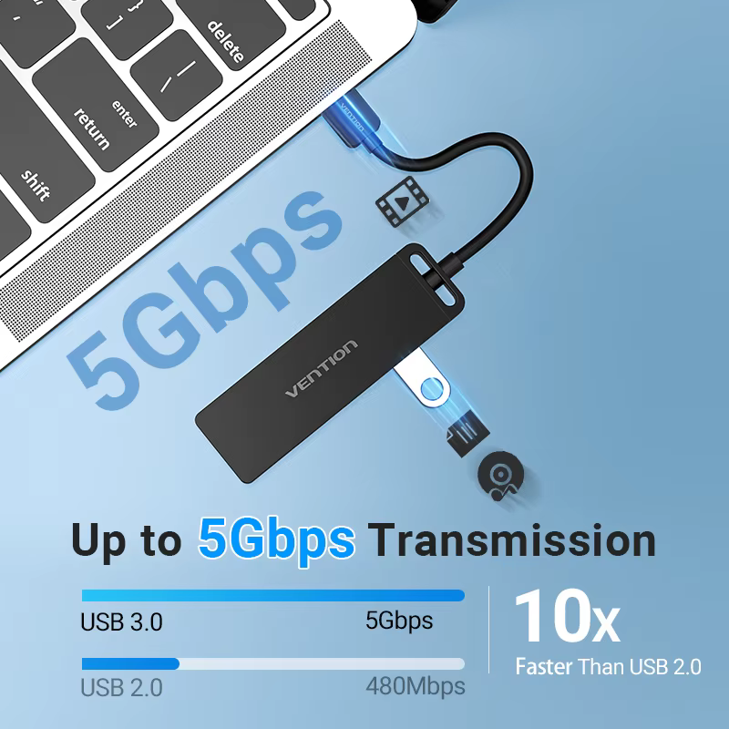 Hub USB 3.0 Vention – 4 Puertos OTG para MacBook Air y PC - imagen 4