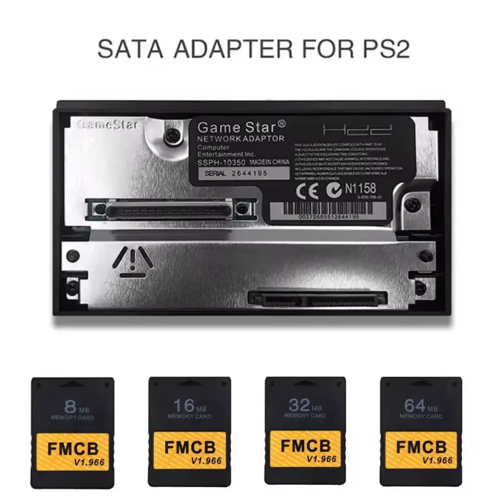 Adaptador de tarjeta de red de interfaz SATA para consola de juegos PS2 Fat SATA HDD para Playstation 2 Sata Socket con tarjeta de memoria McBoot gratis - imagen 2