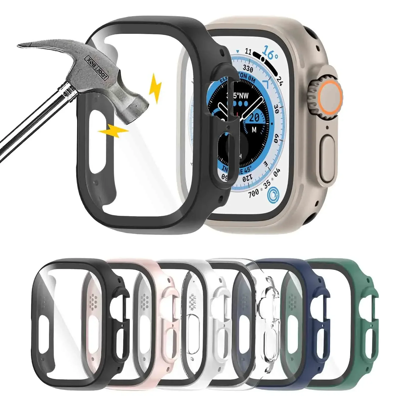 Funda de 49mm para Apple Watch Ultra 3, carcasa de 49mm, accesorios para PC, parachoques a prueba de golpes + Protector de pantalla de vidrio templado iWatch Ultra 2 3 - imagen 4