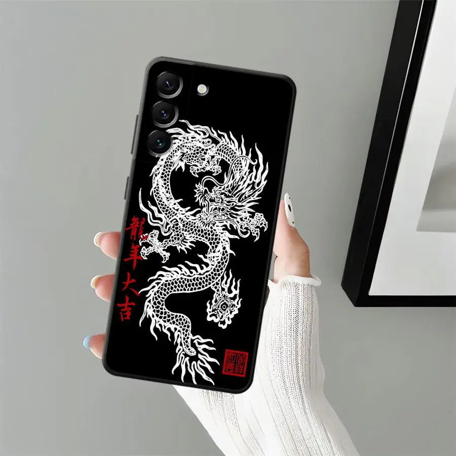 Funda de teléfono suave negra con diseño de dragón chino para Samsung Galaxy A36 A41 A26 A72 A51 A73 A24 A55 A22 A52 A23 A53 A25 A71 A32 - imagen 4