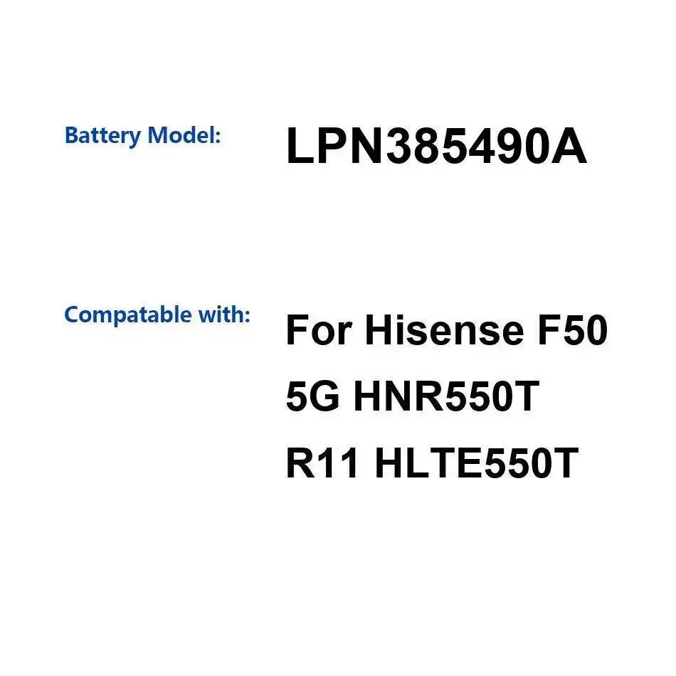 Para Hisense F50 5G HNR550T R11 HLTE550T LPN385490A 5010Mah reemplazo Premium batería de teléfono móvil de alta compatibilidad