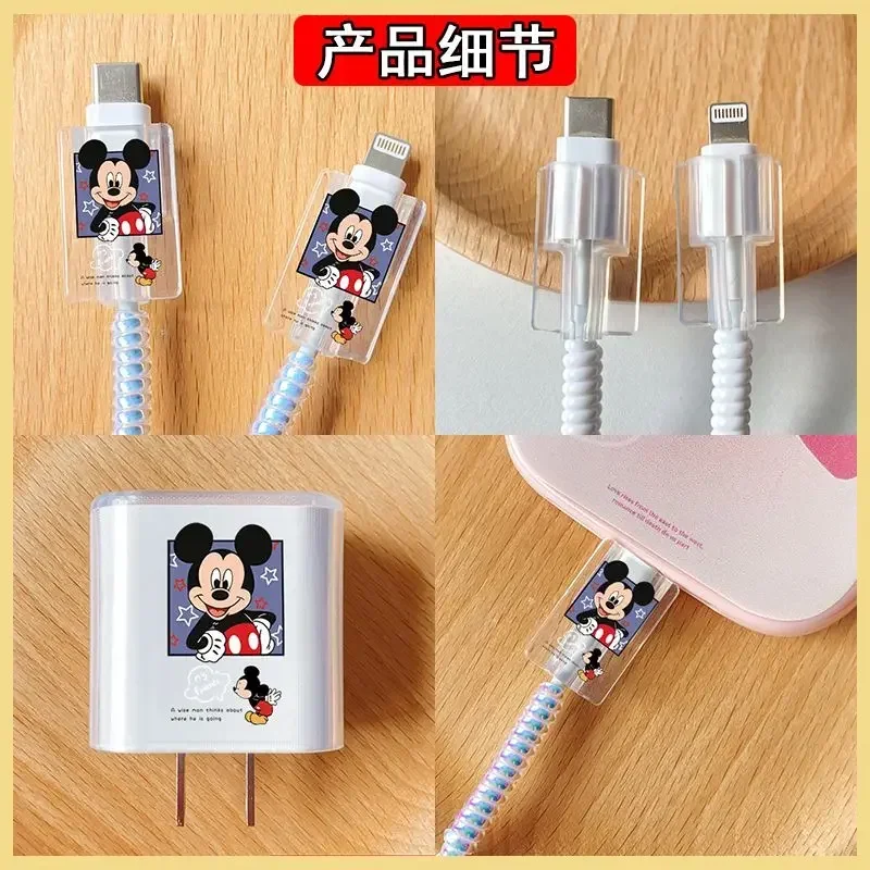 Juego de enrollador de cables de dibujos animados de Minnie Mickey para iPhone 15 14, carga rápida, enchufe de 18/20 W, protección del cargador de línea de datos - imagen 3