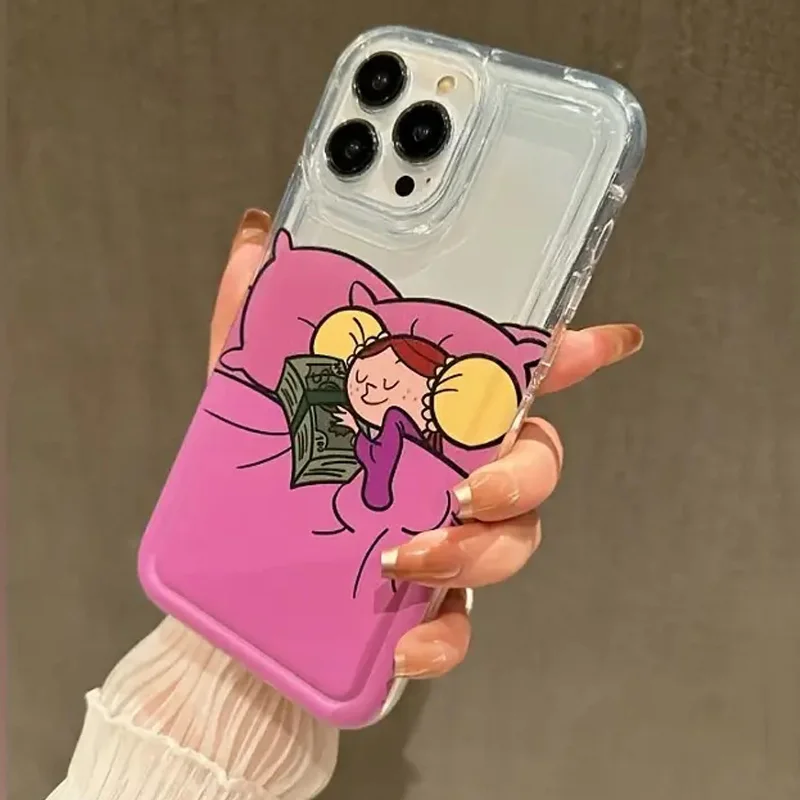 Funda de TPU con cojín de aire para chica dinero de dibujos animados Retro para Samsung Galaxy A55 A54 A35 A15 A14 A34 A52 S21 FE S22 S23 S24 S25 Ultra - imagen 2