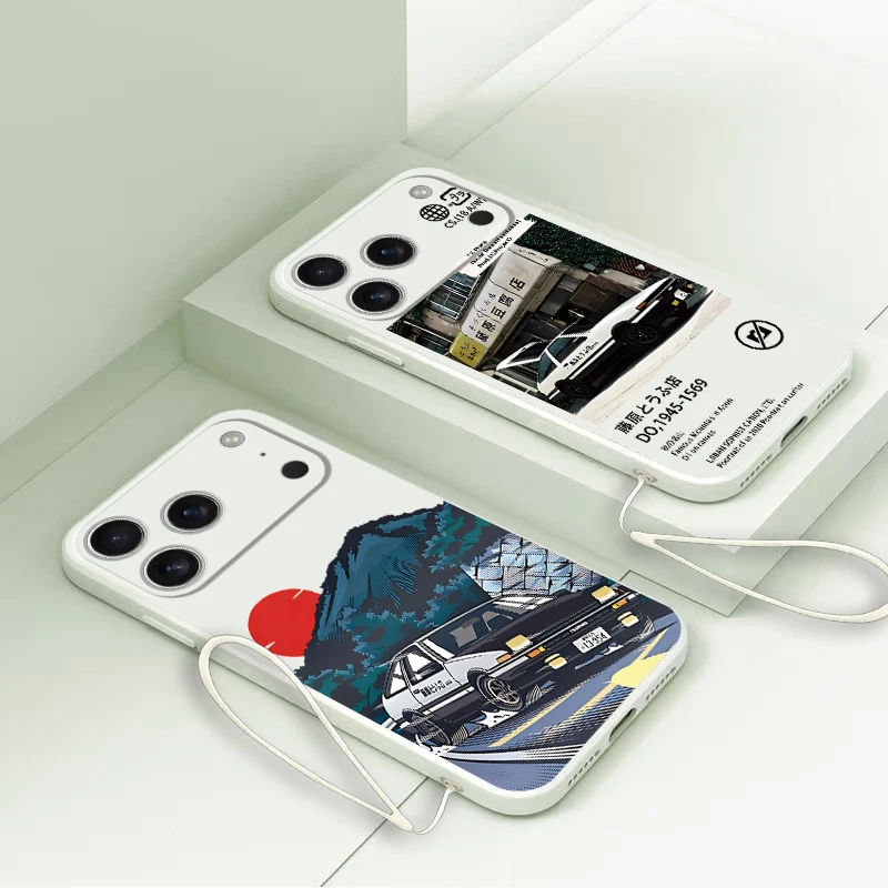 Funda de teléfono para Apple iPhone 16 14 15 Plus XS XR 11 12 13 Pro Max 16e 7 8 17 Air cubierta suave Anime iniciales D coche - imagen 4