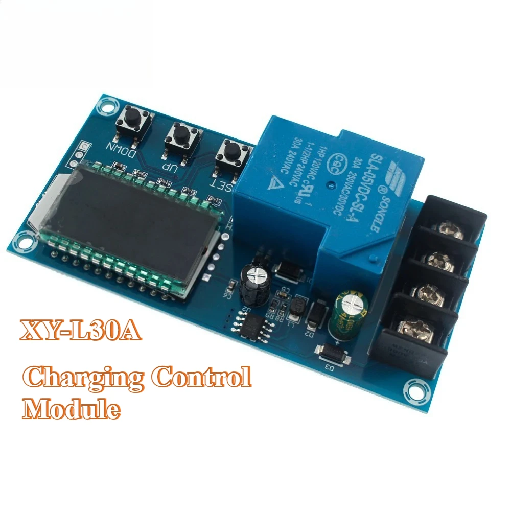 Módulo de Control de carga XY-L30A DC 6-60V 30A, placa de protección contra sobrecarga de batería de almacenamiento, interruptor de tiempo del cargador con pantalla LCD
