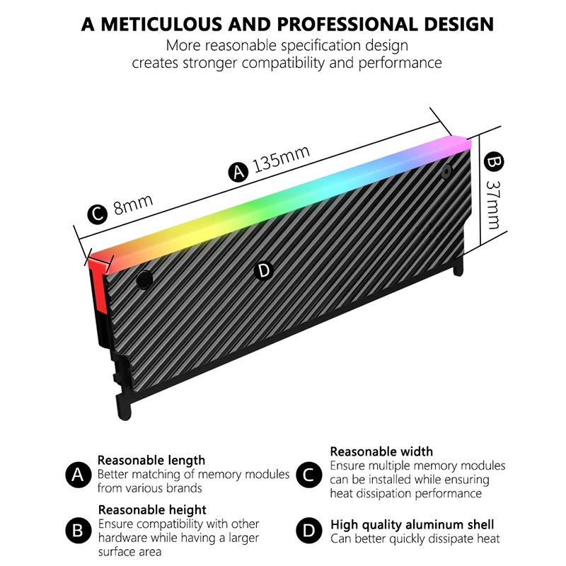 JUMPEAK R02 ordenador ARGB módulo de memoria disipador de calor cubierta de cuña refrigeración mejorada ondulada DDR3 DDR4 DDR5 PC RAM refrigerador armadura de radiador - imagen 4
