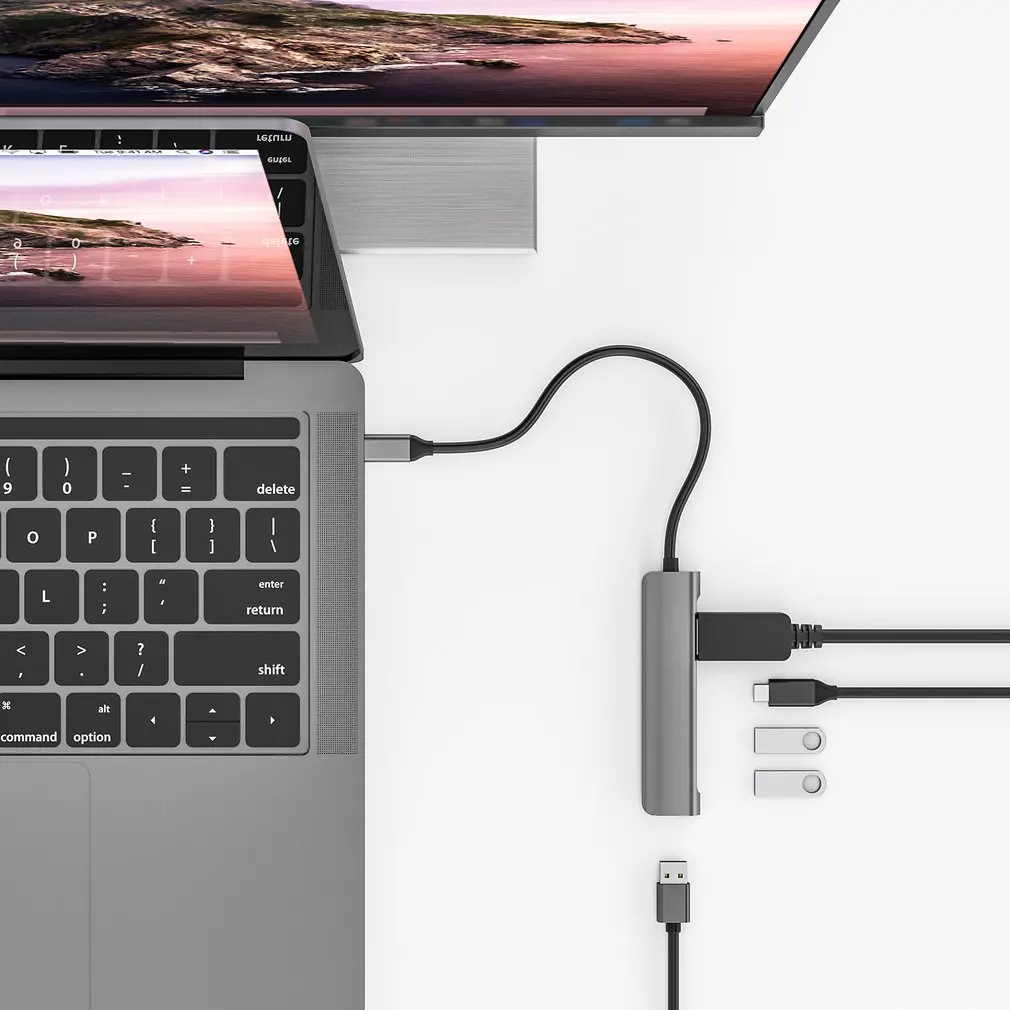 Estación de acoplamiento de concentrador USB C 5 en 1, adaptador de puerto de visualización USB C a USB 2,0 PD, acoplamiento de concentrador multipuerto para ordenador portátil y de escritorio - imagen 3