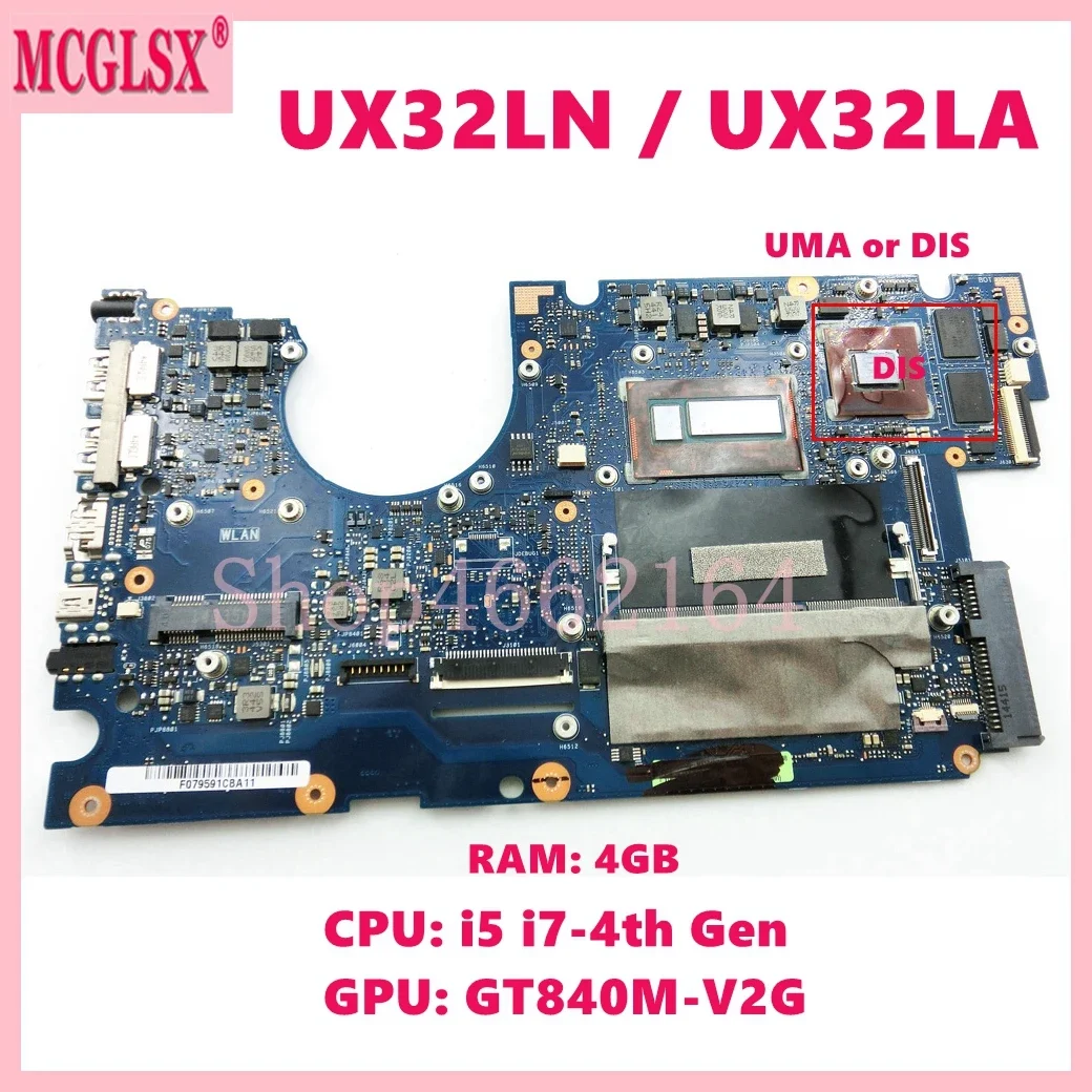 Placa base UX32LA i3 i5 i7-4th CPU 4GB-RAM UMA/DIS para ASUS UX32 UX32L UX32LA UX32LN UX32LA-LN placa base para ordenador portátil prueba de 100% OK