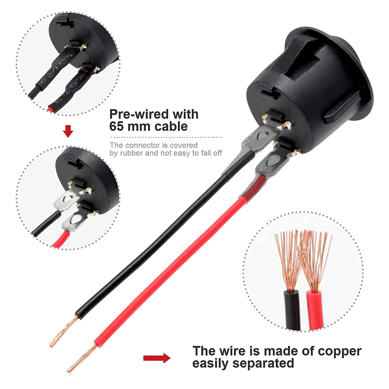 6 uds Mini interruptor basculante 12 voltios interruptor de palanca de encendido y apagado con precableado 6A/250V 10A/125V AC 12V DC interruptores eléctricos para aplicar DIY - imagen 5