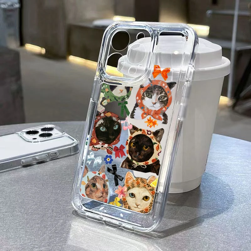 Funda de teléfono con parachoques transparente de TPU con diseño de gato para iPhone 16E 16 15 14 13 12 11 Pro Max XS X 7 8 PLUS SE 2022 - imagen 5