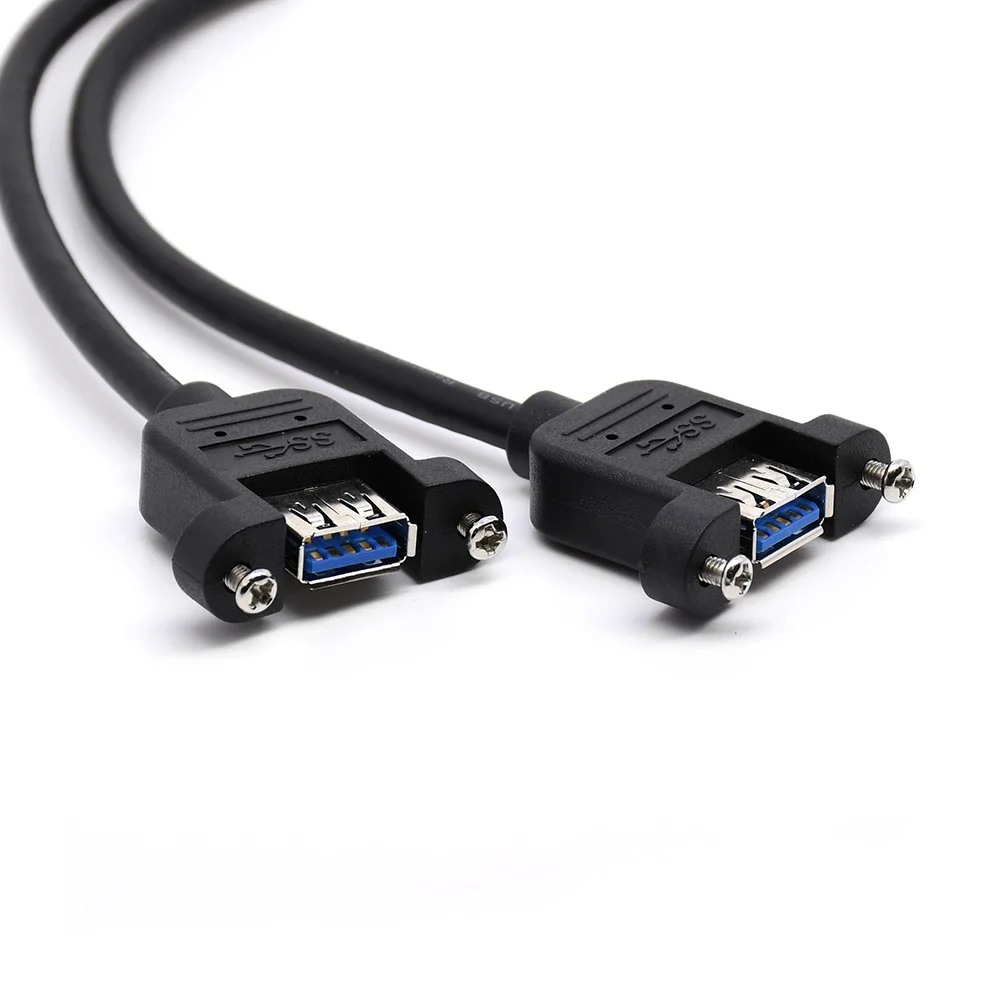 Cable USB 3,0 de 25cm, placa base de 20 pines hembra a dos puertos USB 3,0 hembra con orificios para tornillos M3 de montaje en panel - imagen 2