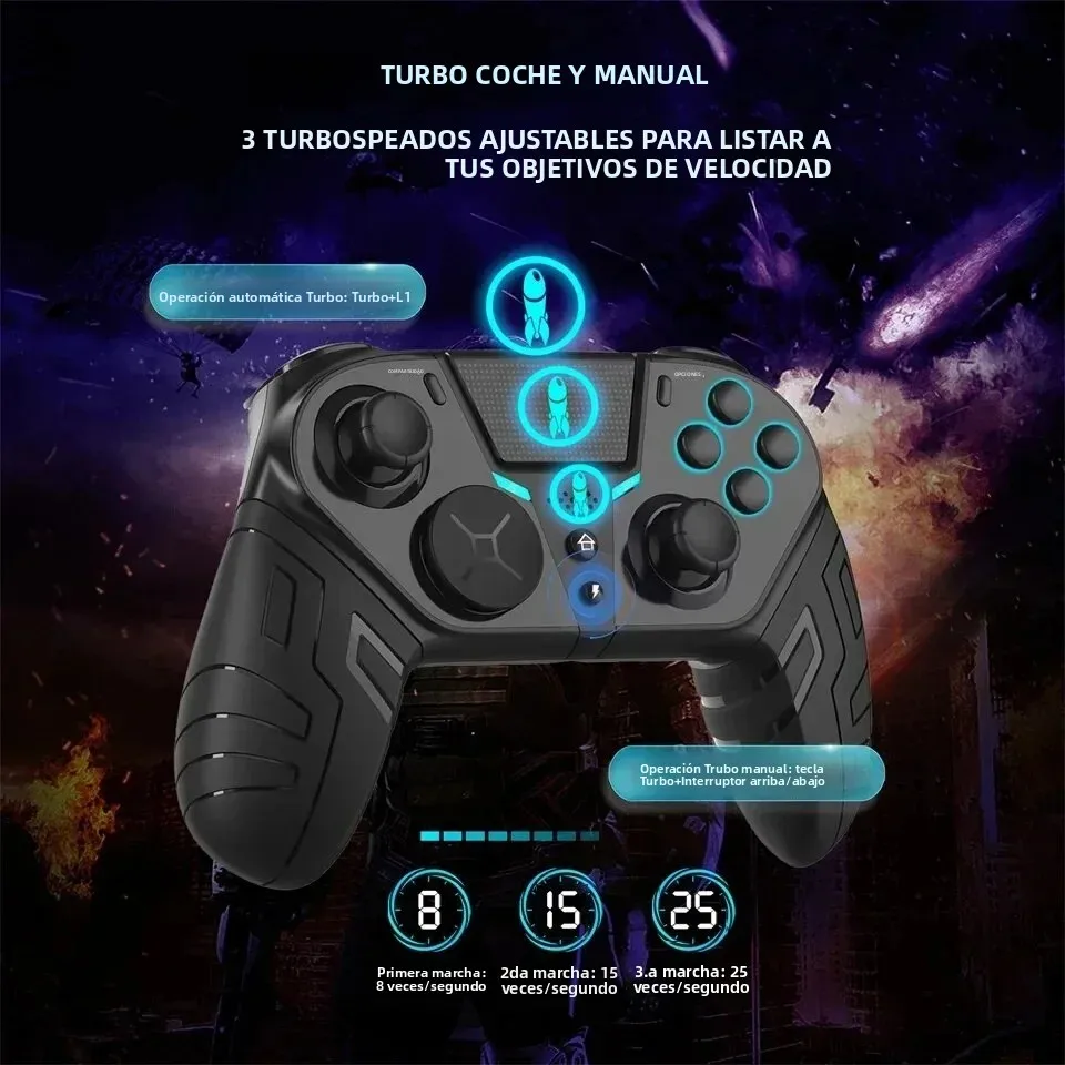 Controlador inalámbrico GAMINJA, mando Bluetooth de doble vibración con función Turbo programable para consola PS4, Joystick de PC - imagen 4