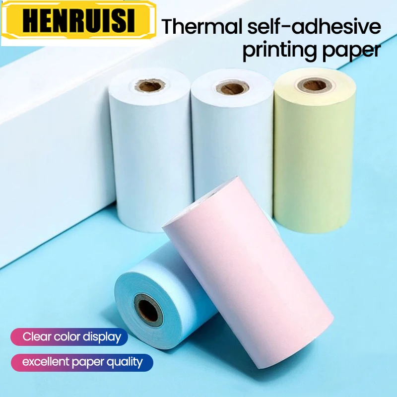 Papel de impresión térmica de 57x30mm, rollo de papel de impresión térmica semitransparente de Color blanco para niños, papel de etiqueta de cámara de impresión instantánea