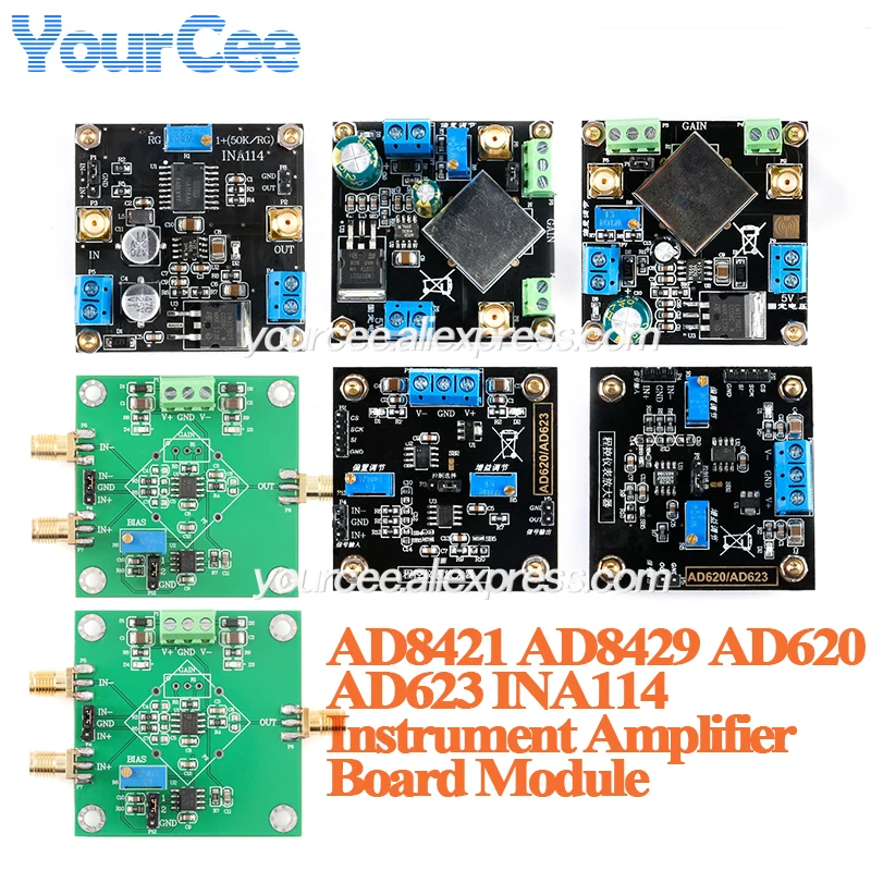 Placa de amplificación de voltaje Micro señal AD8421, módulo amplificador de instrumento de precisión única, tipo AD8429 AD620 AD623 INA114