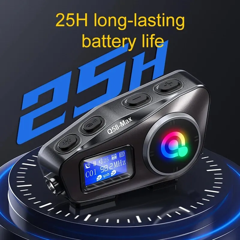 Q58-MAX Auriculares Bluetooth Casco Moto LED Impermeable - imagen 2