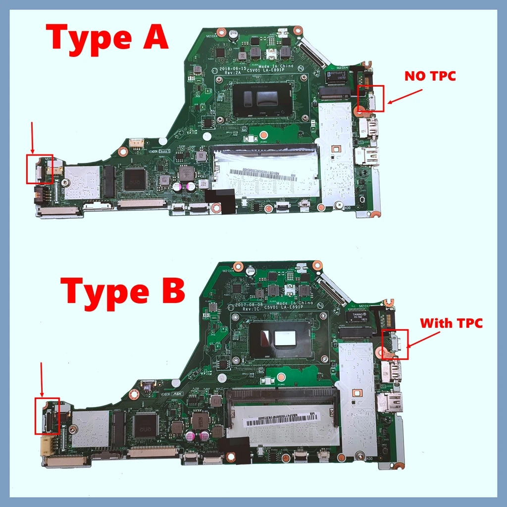 Placa base LA-E891P para Acer Aspire A315-53 A315-53G A515-51 A515-51G placa base para ordenador portátil con i3 i5-7th Gen CPU 4GB-RAM prueba OK