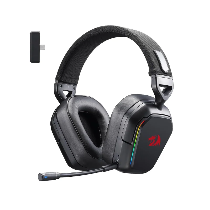 Redragon H868 Auriculares inalámbricos para juegos RGB de 3 modos Sonido envolvente 7.1 Controladores de 40 mm Micrófono con cancelación de ruido Auriculares supraaurales
