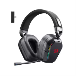 Redragon H868 Auriculares inalámbricos para juegos RGB de 3 modos Sonido envolvente 7.1 Controladores de 40 mm Micrófono con cancelación de ruido Auriculares supraaurales