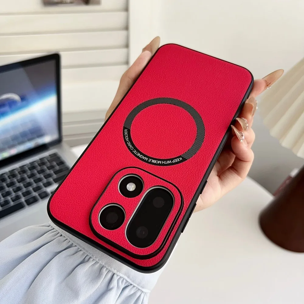 Para OnePlus 15 funda Magsafe funda de carga inalámbrica para Oneplus15 One Plus 15 1 + 15 funda protectora de cuero PU a prueba de golpes - imagen 3