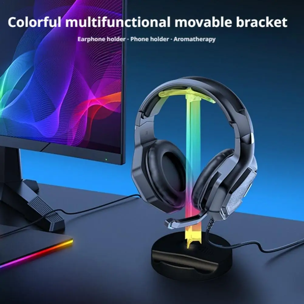 Soporte para auriculares RGB, luz de ambiente para recoger sonido, ordenador, escritorio, sala de deportes, soporte de luz para dormitorio, soporte para auriculares RGB