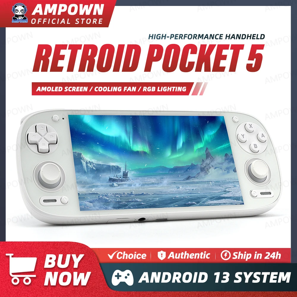 Consola de juegos portátil Retroid Pocket 5, pantalla AMOLED de 5,5 pulgadas, Joystick Android 13, efecto de iluminación RGB, refrigeración activa, regalo para niños