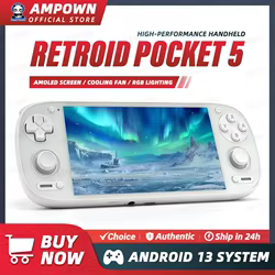 Consola de juegos portátil Retroid Pocket 5, pantalla AMOLED de 5,5 pulgadas, Joystick Android 13, efecto de iluminación RGB, refrigeración activa, regalo para niños