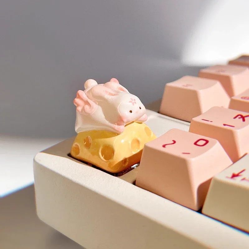 Teclas artesanales de resina para teclado mecánico, accesorios personalizados bonitos, conejo Lunar, creatividad personalizada - imagen 5
