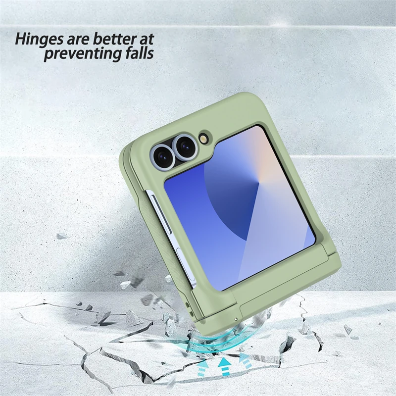 Funda de teléfono con soporte para tarjetas multifuncional para Samsung Galaxy Z Flip 7 6 5 4 3 cubierta ultrafina mate con bisagra de soporte a prueba de golpes - imagen 5