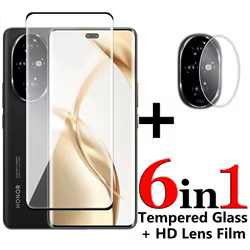 Protector de pantalla curvado 3D para Honor 200 Pro, vidrio templado, cubierta completa, 6 en 1, 80, 90, 100, 200 Pro