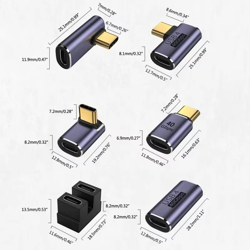 Conector de cargador USB 4,0 PD 100W 8K 60Hz para Macbook 40Gbps adaptador USB C OTG de alta velocidad en forma de U ángulo recto macho a hembra - imagen 5