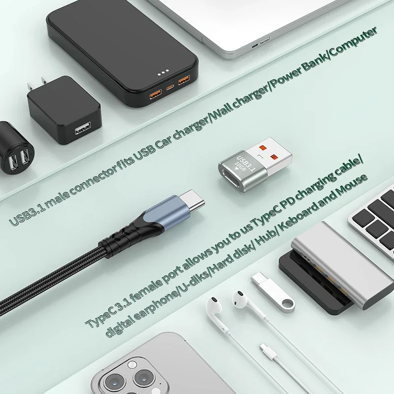 Olaf-Adaptador USB tipo C A USB 120 A tipo C, conector convertidor OTG para Macbook, iPad, Huawei, Xiaomi, Samsung, 10Gbps, 3,1 W - imagen 4