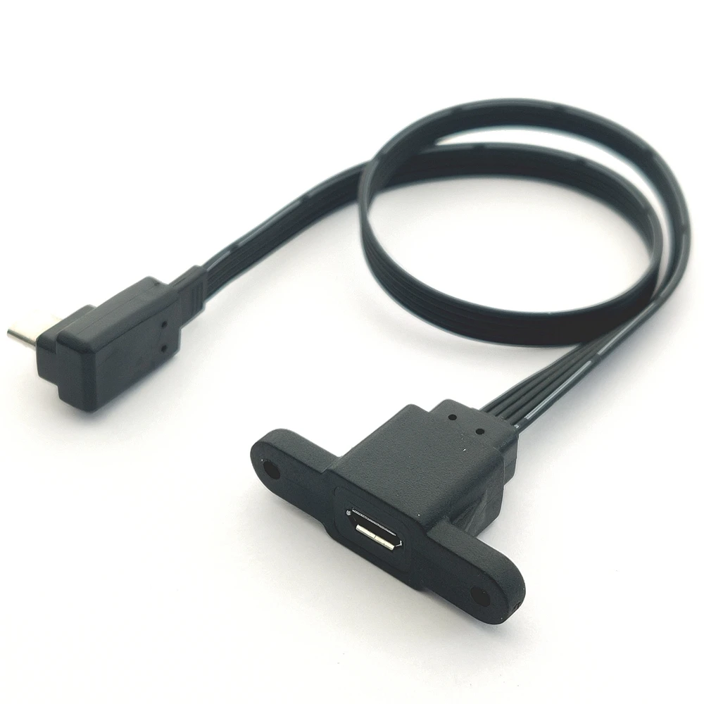 Conector de montaje en panel MicroUSB hembra de 5CM, 10CM, 20CM, Cable de extensión Micro USB de 5 pines, 30cm, 50cm, con orificios para tornillos - imagen 4