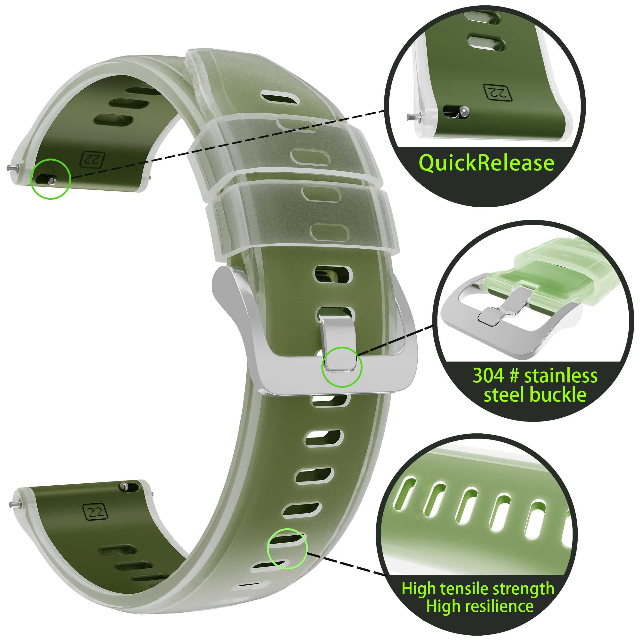 Correa de silicona de 22mm para Huawei Watch 5 4pro/GT6 5 4 pro/GT 6 5 4 3 2 46mm correa deportiva para Xiaomi S4-S3-S2-S1 pulsera - imagen 5