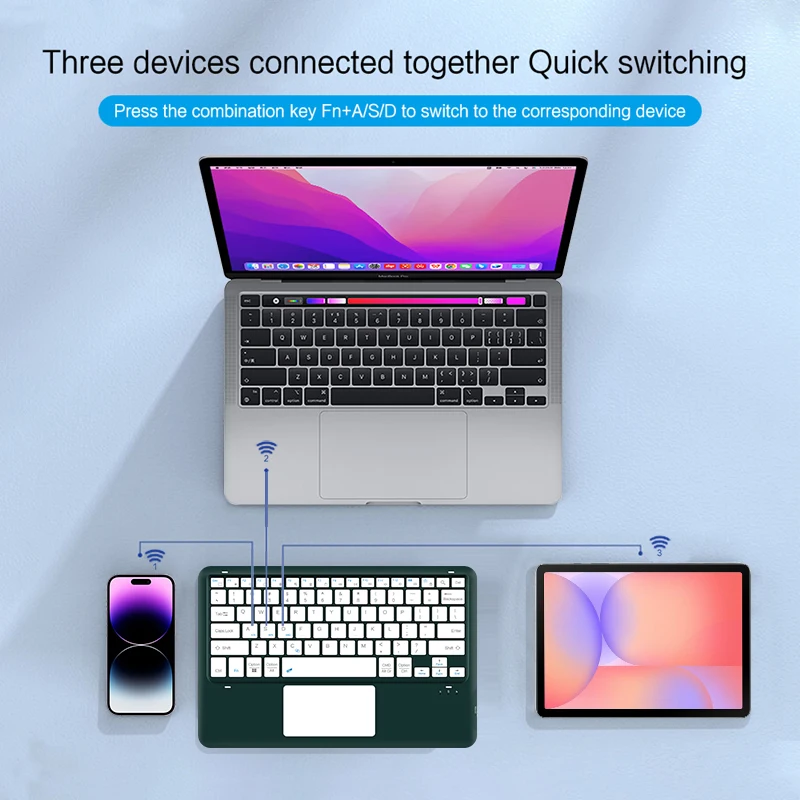 Teclado inalámbrico BT para Samsung Galaxy Tab S10 Lite 2025 S9 FE S7 S8 Plus, teclado táctil para tableta Tab A9 + A8 S7FE - imagen 3