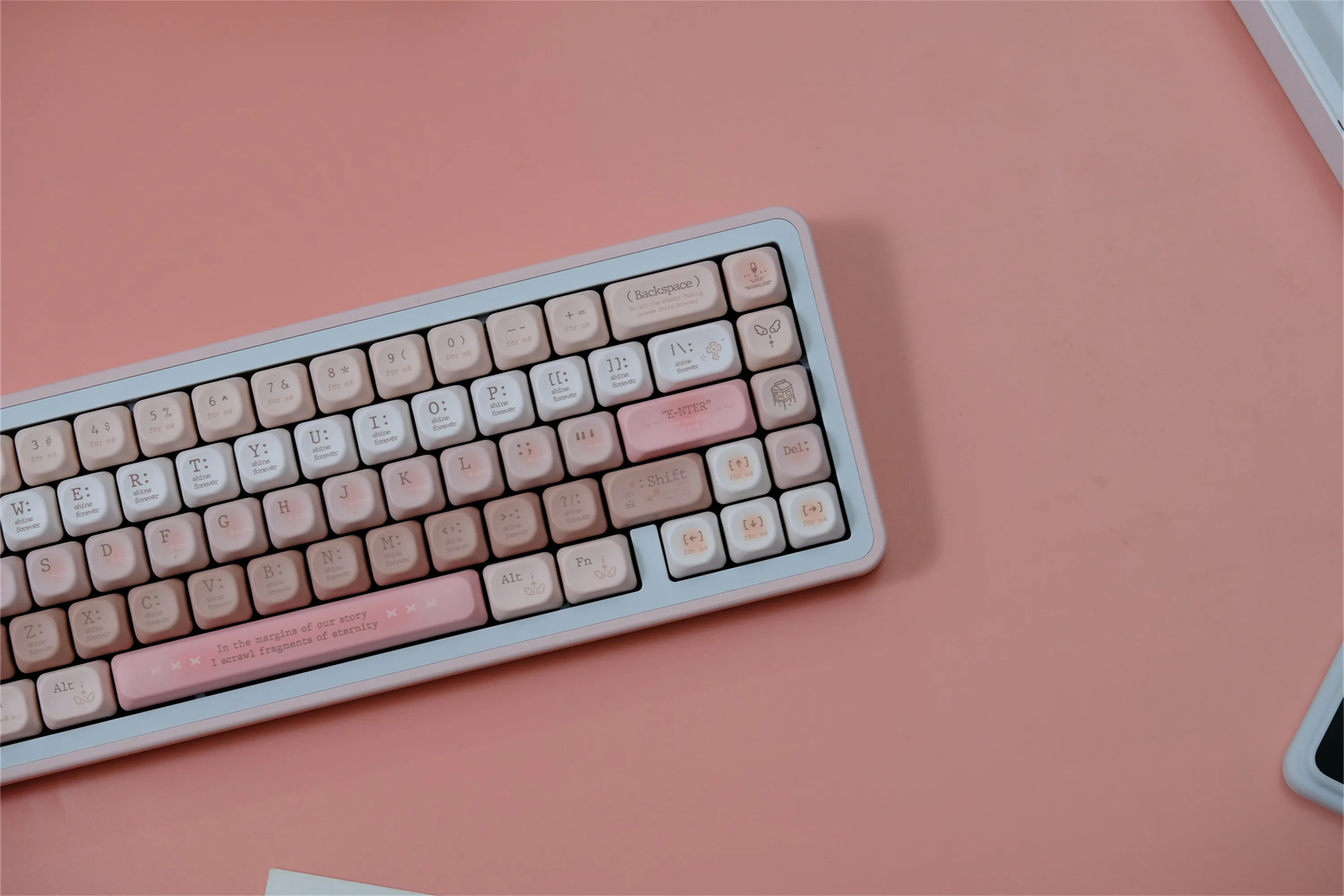 Teclas rosas románticas, 126 teclas, Material PBT, perfil MOA XOA para teclado mecánico MX Switch 61/64/68/75/84/87/96/98/104 - imagen 4