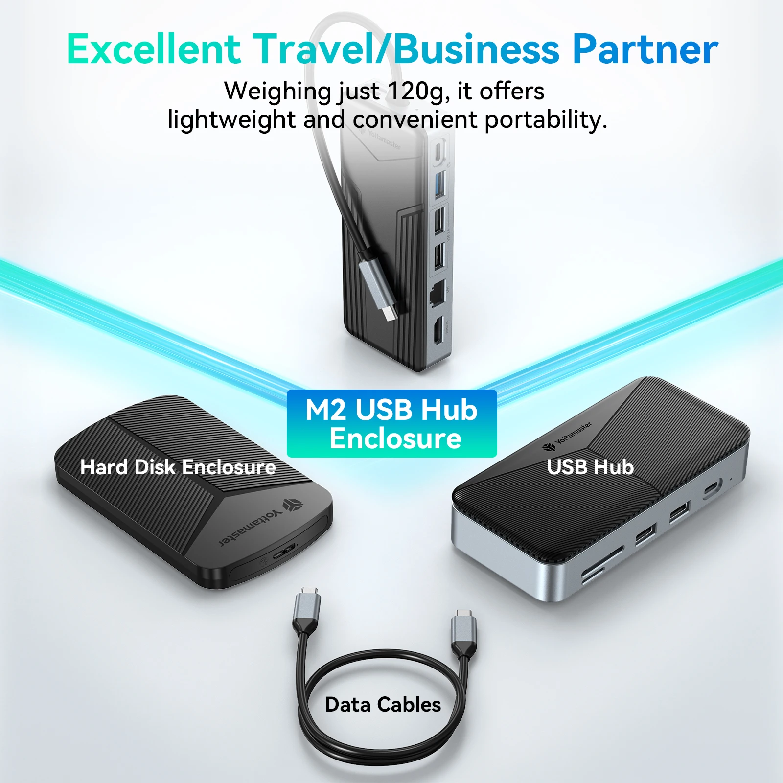 Yottamaster 8 en 1 USB 3,2 HUB M.2 SSD carcasa tipo C 10Gbps HUB adaptador Gigabit Ethernet 4K HDMI PD100W compatible con NVME SATA SSD - imagen 2