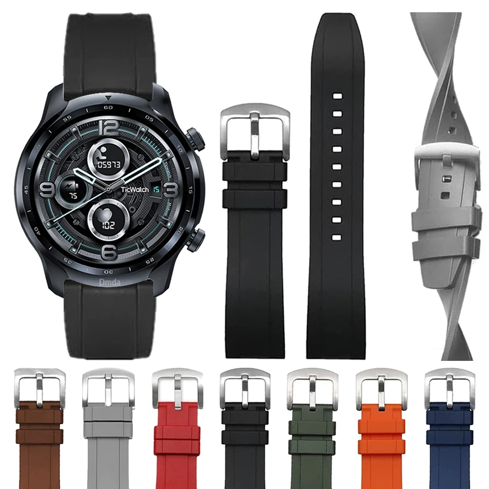 Correa de reloj de silicona de 20mm y 22mm para TicWatch Pro 3 Ultra Band GPS/LTE para Ticwatch GTX S2 E2 E3 GTH/GTW, pulsera deportiva suave