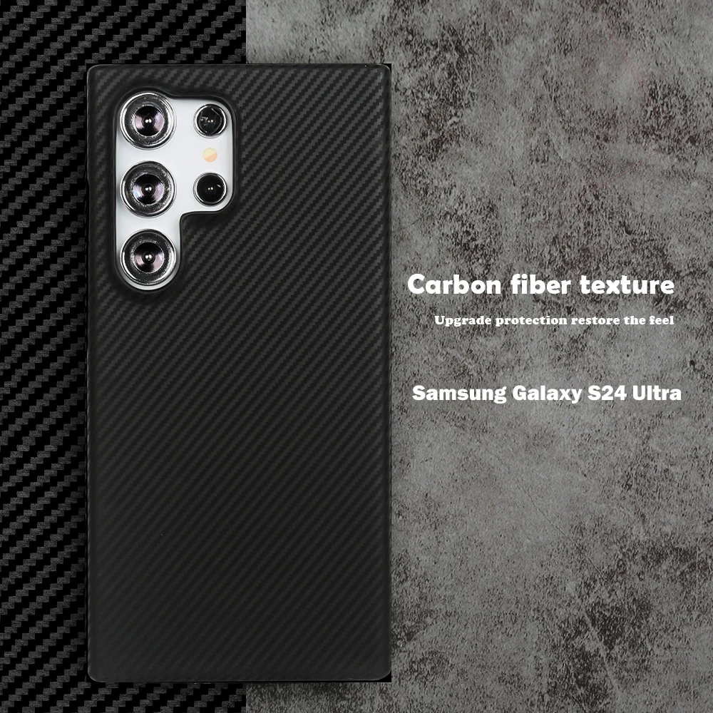 Para Samsung S24 Ultra funda de fibra de carbono con patrón de cuero genuino para Galaxy S24 S23Ultra S22Plus S21 funda de teléfono Coque capa - imagen 5